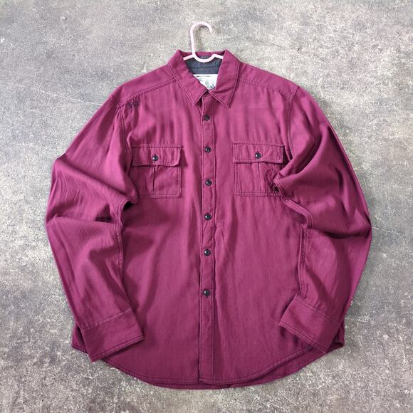 Fox Racing Shirt Mens XL Maroon Red Button Up Long Sleeve 2 Pocket Lightweight - Picture 1 of 9
